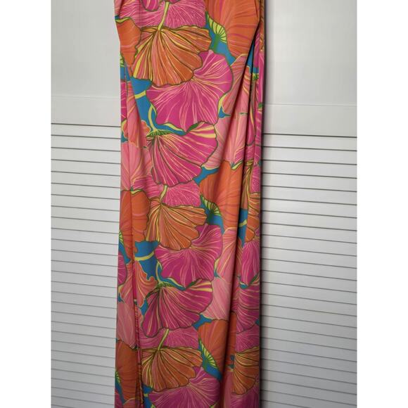 Trina Turk Tropical Floral Halter Long Jersey Stretch Maxi Dress Resort New S - Picture 5 of 10